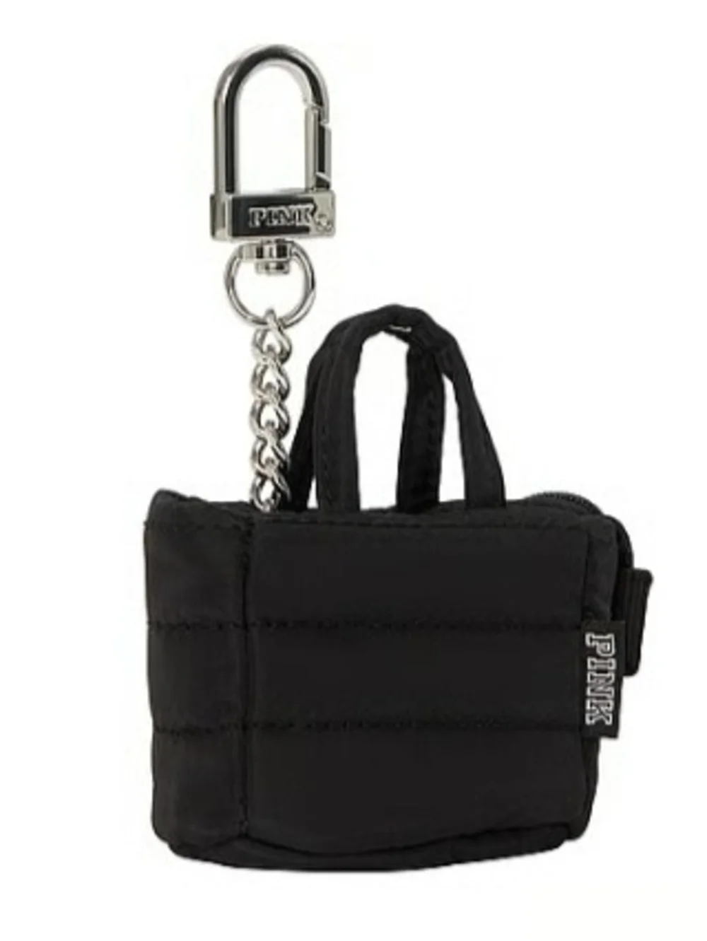PINK Victoria's Secret Black Quilted Mini Tote Keychain